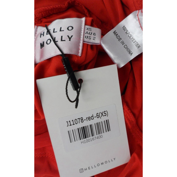 Hello Molly Ruched Bodycon Cut-out Back Red Dress-Size Small - Picture 6 of 6